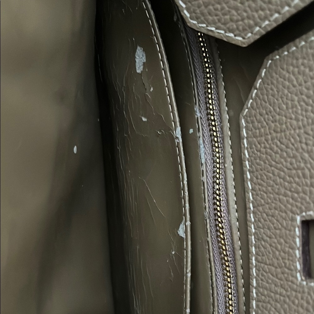 New Taupe Leather Tote Bag with Gold Hardware - Picture 2 of 3